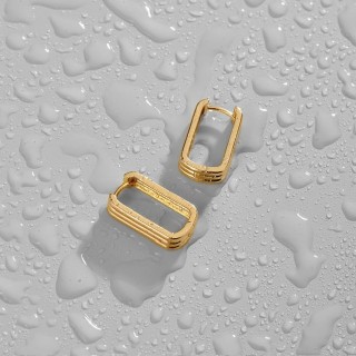 Серьги скобы тройные в золоте
