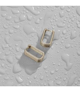 Серьги скобы тройные в кофейном цвете