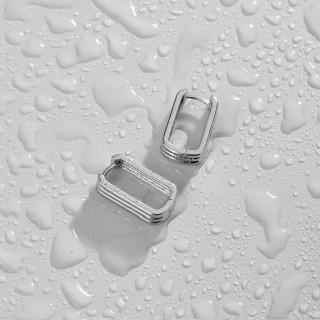 Серьги скобы тройные серебристые