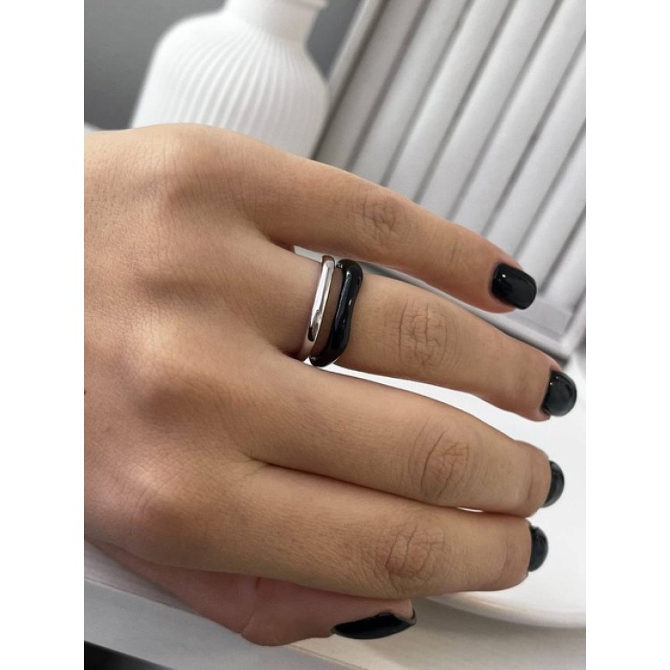 Кольцо Ving  серебристое Meduza Crystal