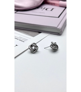 Серьги узелок серебристые