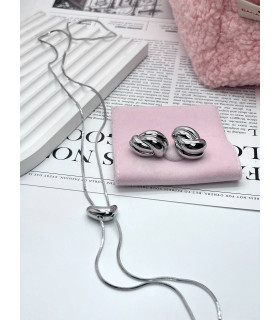 Серьги дутые Megan серебристые 