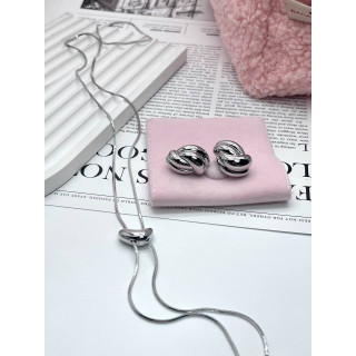 Серьги дутые Megan серебристые 