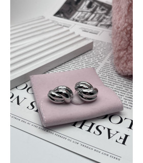 Серьги дутые Megan серебристые 