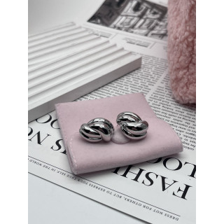 Серьги дутые Megan серебристые 