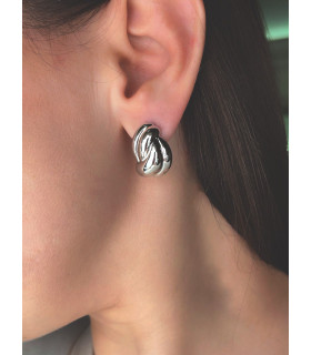 Серьги дутые Megan серебристые 