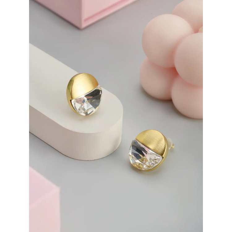 Серьги матовые в золоте с цирконом Meduza Crystal