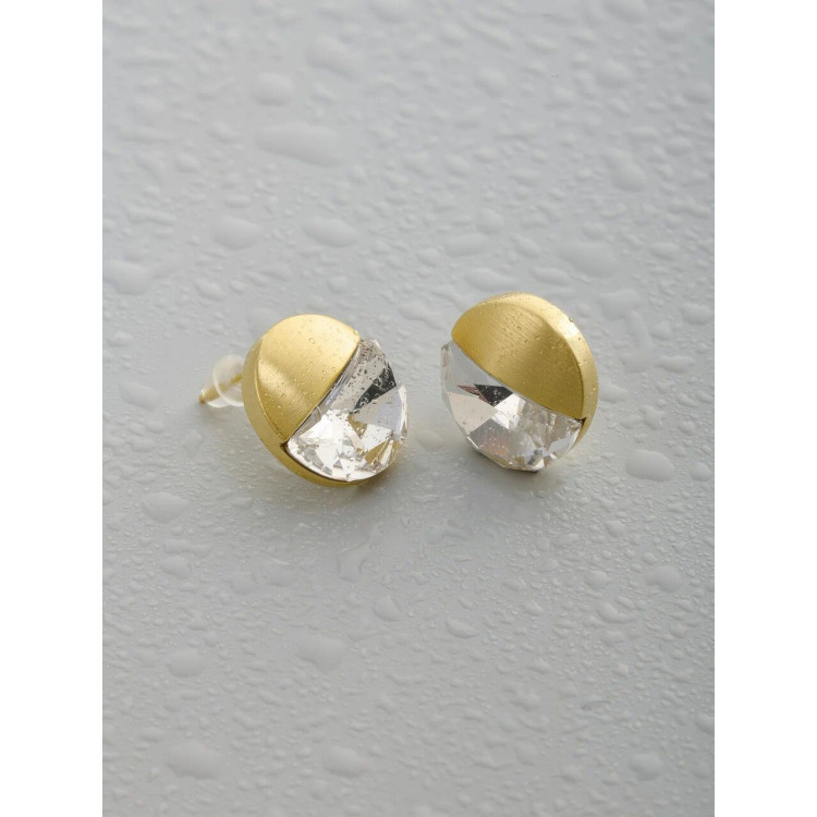 Серьги матовые в золоте с цирконом Meduza Crystal