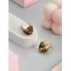Серьги матовые в бронзе золотисто-коричневый циркон Meduza Crystal