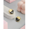 Серьги матовые в золоте с цирконом цвет графит Meduza Crystal