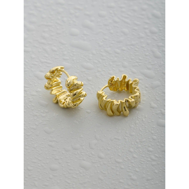 Серьги ребристые колечки в золоте Meduza Crystal