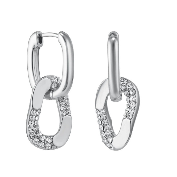 Серьги Омут с цирконом серебристые Meduza Crystal
