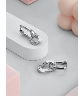 Серьги Омут с цирконом серебристые 