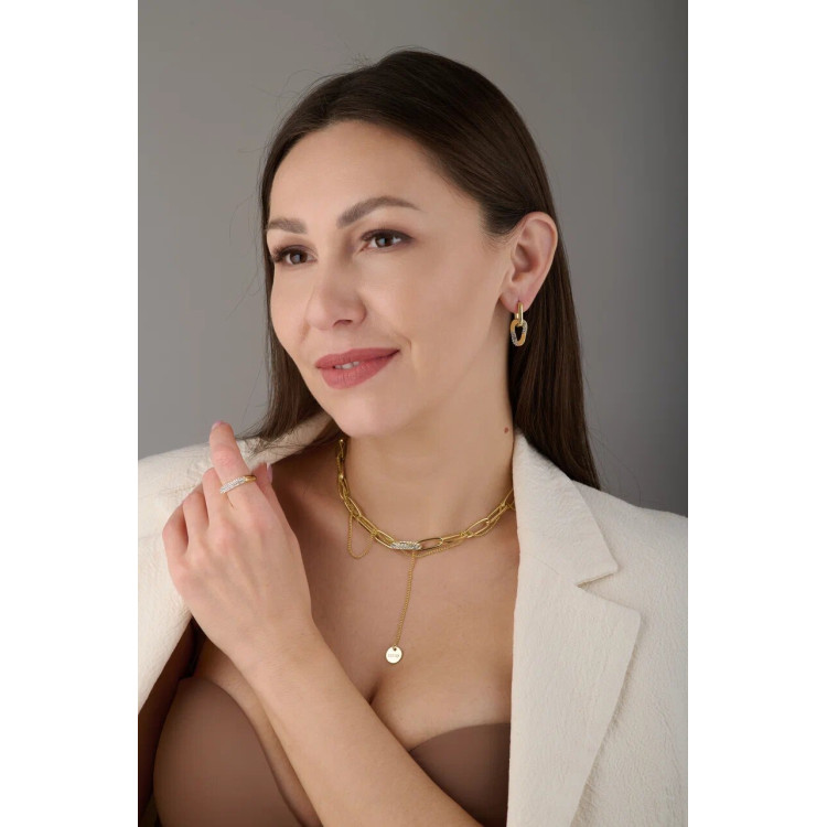 Серьги Омут  с цирконом в кофейном цвете Meduza Crystal