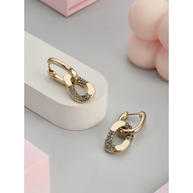 Серьги Омут  с цирконом в кофейном цвете Meduza Crystal