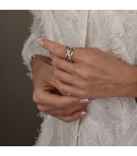 Кольцо Тройное в белом золоте