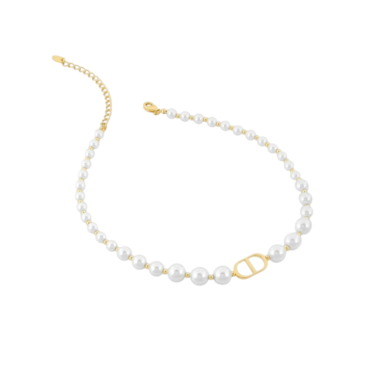 Колье Диор с жемчугом Майорка в золоте Meduza Crystal