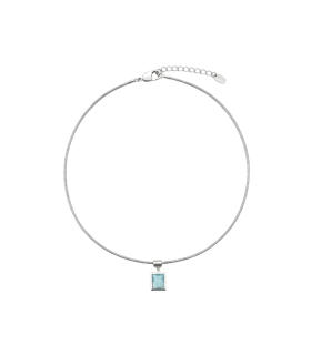 Подвеска с голубым цирконом в белом золоте