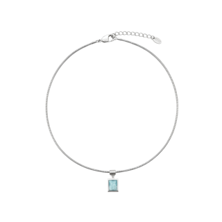 Подвеска с голубым цирконом в белом золоте