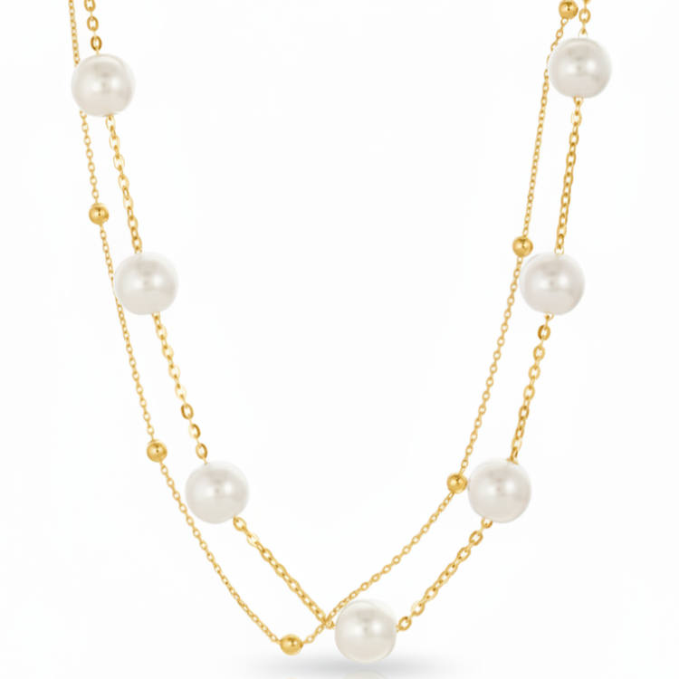 Браслет двойной с жемчугом Майорка в золоте Meduza Crystal