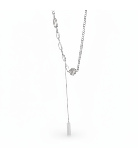 Подвеска цепь магнитный шар серебристый с россыпью цирконов 