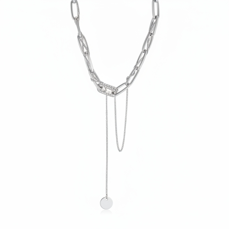 Колье Барселона в белом золоте Meduza Crystal