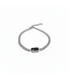 Подвеска цепь с чёрным цирконом в серебре