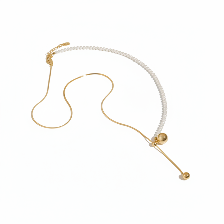 Подвеска бегунок жемчуг в золоте Meduza Crystal