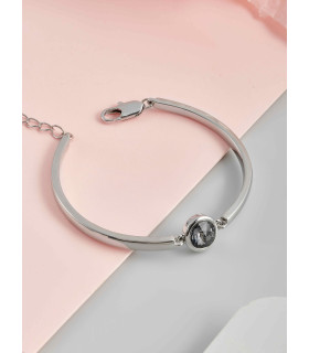 Браслет Атланта с черным камнем в серебре