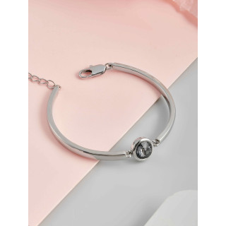 Браслет Атланта с черным камнем в серебре