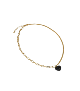 Подвеска Сердце с черными цирконами в золоте