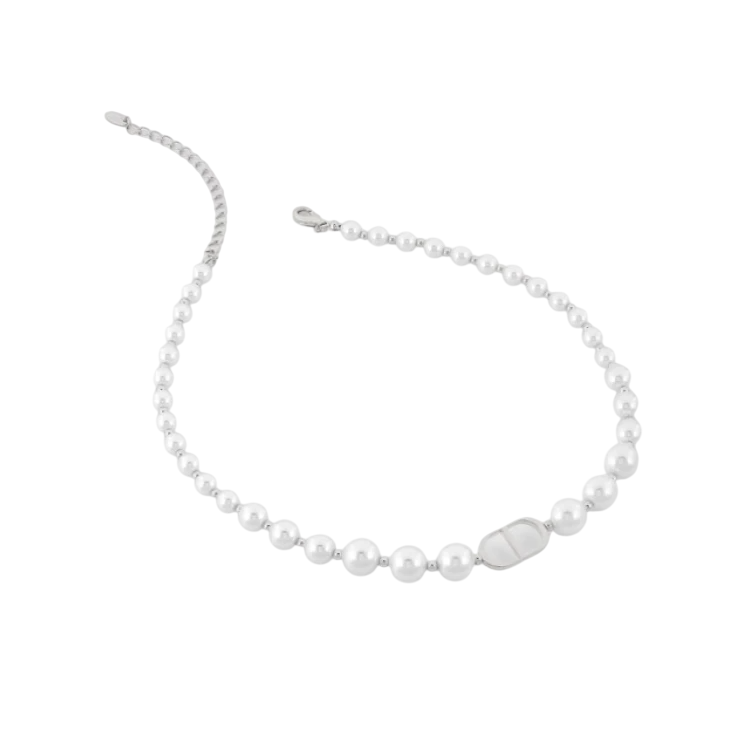 Колье Диор с жемчугом Майорка в белом золоте Meduza Crystal