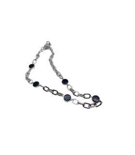 Подвеска цепь в серебре с черным агатом
