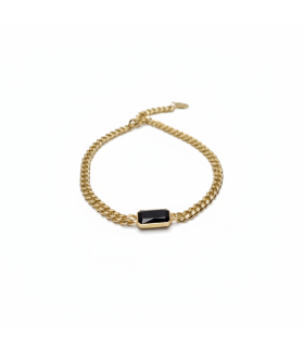Подвеска цепь с чёрным цирконом в золоте 