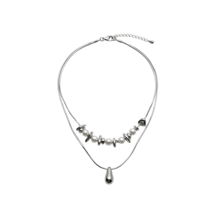 Подвеска двойная с жемчугом Майорка капля Meduza Crystal