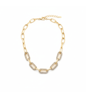 Подвеска цепь с цирконами в  золоте