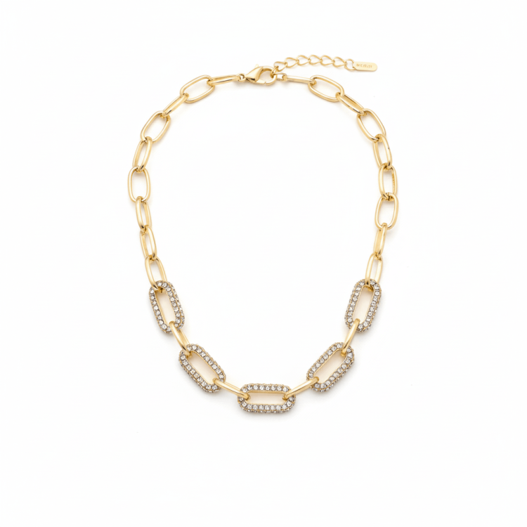 Подвеска цепь с цирконами в  золоте Meduza Crystal