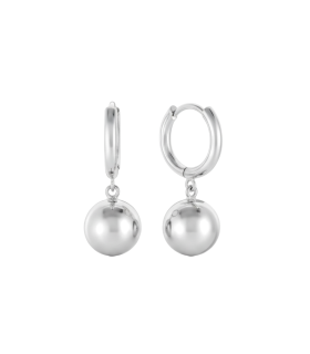 Серьги конго с шариками серебристые