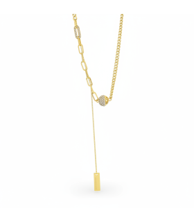 Подвеска цепь магнитный шар в золоте с россыпью цирконов