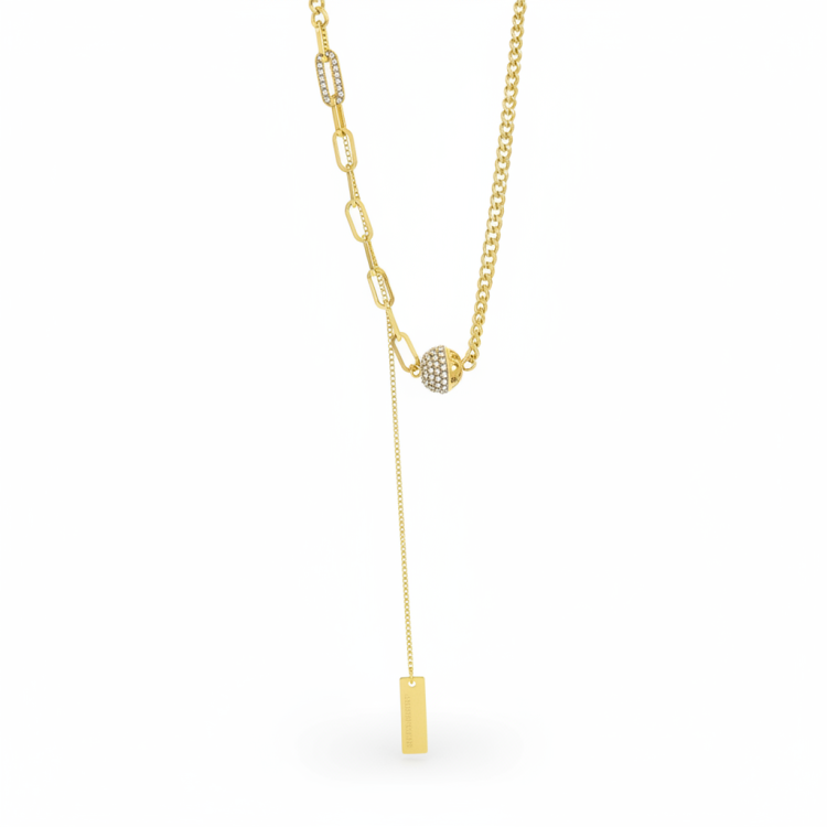 Подвеска цепь магнитный шар в золоте с россыпью цирконов Meduza Crystal