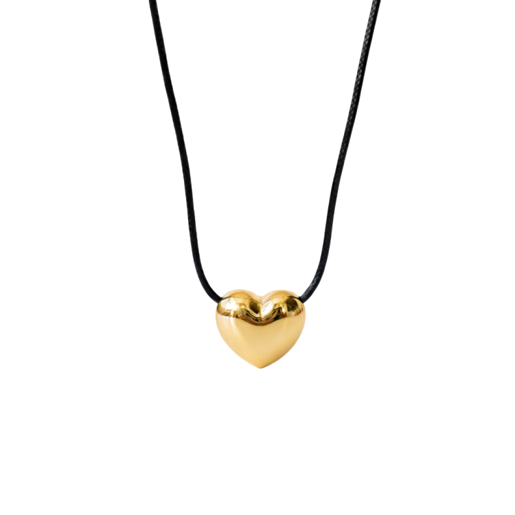Чокер на шнурке с золотым сердцем Meduza Crystal