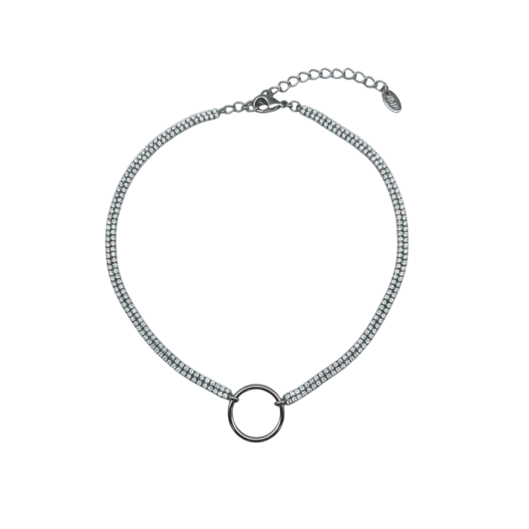 Чокер Кольцо с цирконами в серебре Meduza Crystal