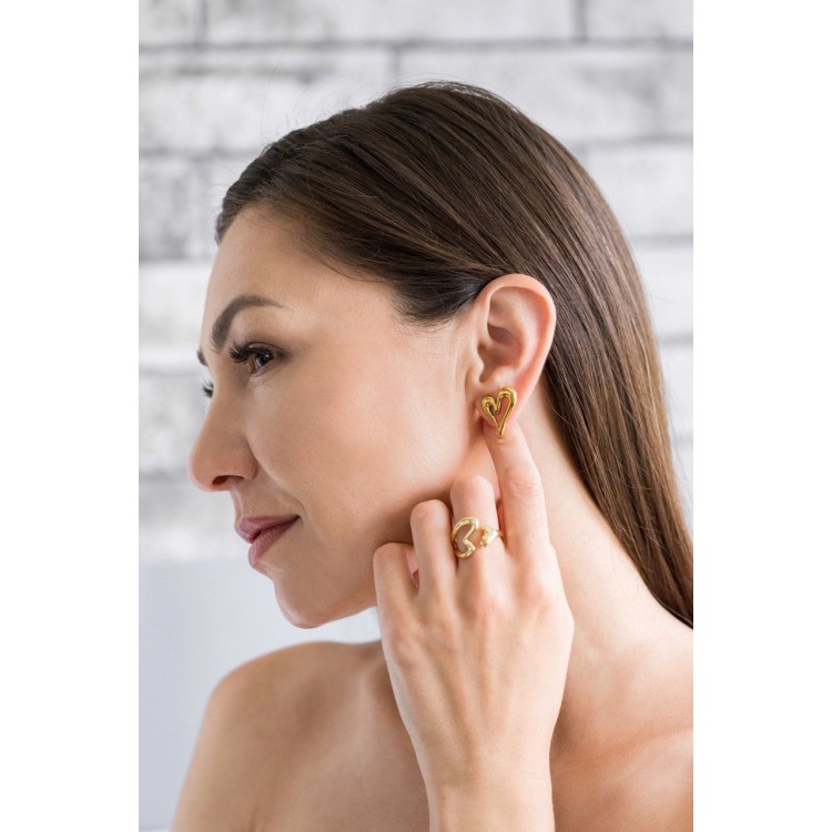 Кольцо безразмерное Love в золоте Meduza Crystal