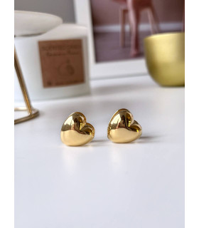 Серьги сердечки двухсторонние в золоте