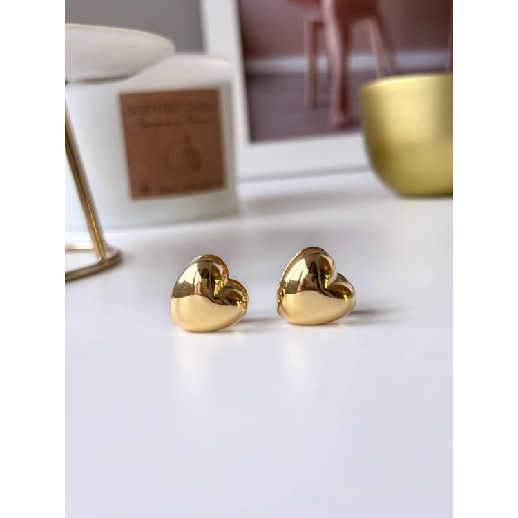 Серьги сердечки двухсторонние в золоте Meduza Crystal