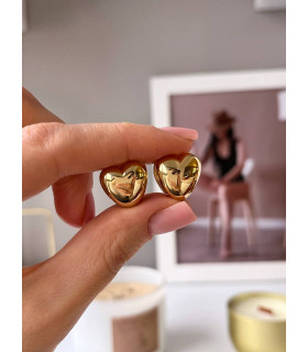 Серьги сердечки двухсторонние в золоте