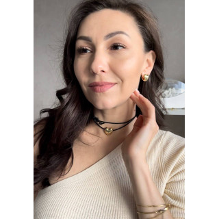 Серьги сердечки двухсторонние в золоте