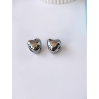 Серьги сердечки двухсторонние серебристые