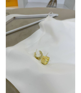 Серьги Ребристые крупные в золоте