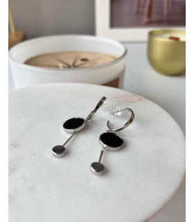 Серьги Асимметрия с черной эмалью